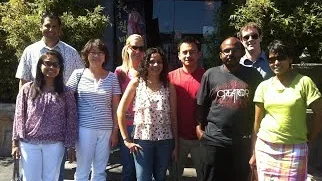 Lab members are pictured during an outing to bid a visiting scholar farewell.